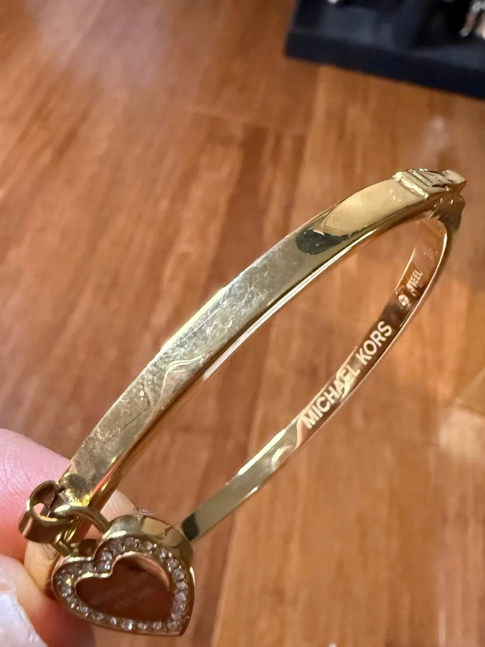 Michael Kors Heart Logo Gold Bangle Bracelet - Picture 3 of 7